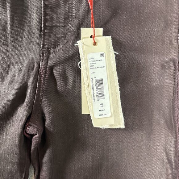 NWT AO L.A High Rise Ankle Skinny Jeans Alice + Olivia Wine/Bubblegum Size 26 - Picture 4 of 15